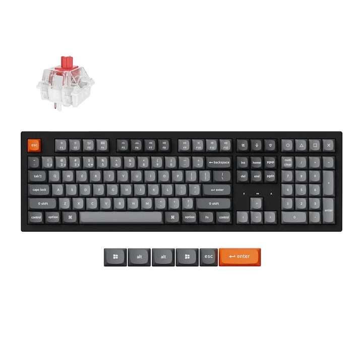 Механична клавиатура Keychron K10 Max QMK, Кабел, Bluetooth, Безжична, 2.4Ghz, RGB, Keychron Super Red K10M-B1