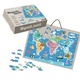 Puzzle magnetic harta lumii cu animale, PROCART, 168 piese, tablita cu snur agatare pe perete, multicolor, 41x55 cm
