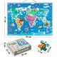 Puzzle magnetic harta lumii cu animale, PROCART, 168 piese, tablita cu snur agatare pe perete, multicolor, 41x55 cm