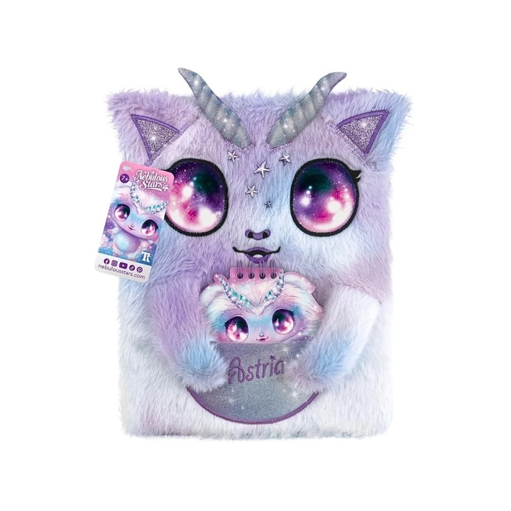 Set agenda pufoasa si mini carnetel, 25.4x20.3 cm, personaj Astria - Nebulous Stars