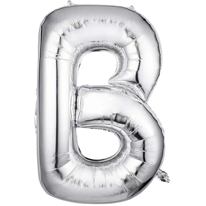 Фолиев балон SDEPOT®, сребрист, във формата на буквата B, 40 см