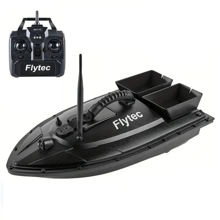 Лодка за поставяне на стръв, надит и стръв, с две вани, капацитет 1.5 кг, радиус 500 м, батерия 5200 mA, с дистанционно 2.4GHz и транспортна чанта