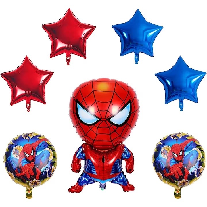 Set 7 baloane folie Spiderman, It's Party Time, 88 cm
