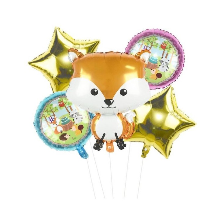 Set 5 baloane folie figurina Vulpe, It's Party Time, 65 cm