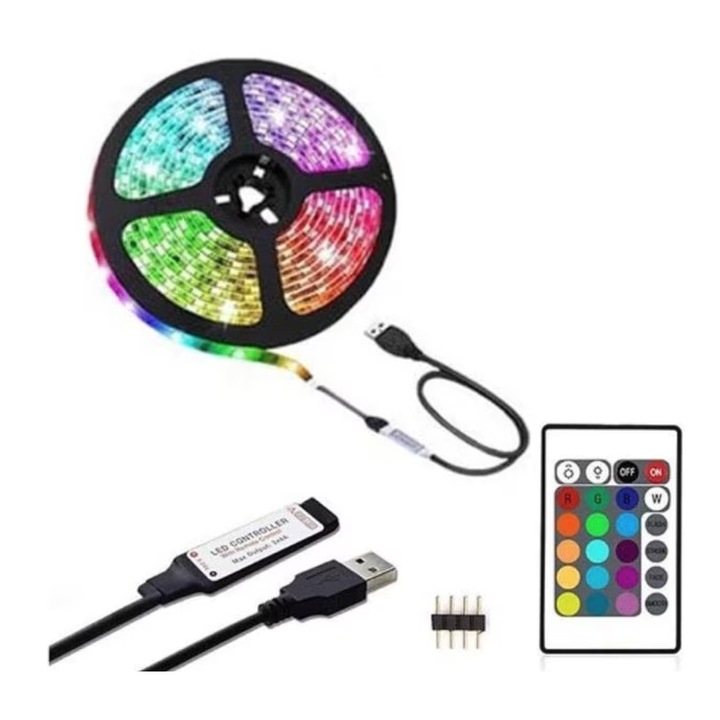 Комплект RGB LED ленти с USB дължина 2M дистанционно управление за TV PC Car Home Декоративно осветление Q DT20