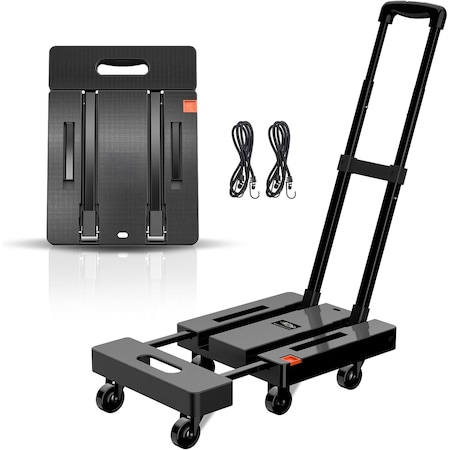 Carut Pliabil Elindor® 227kg, cu 6 Roti, 2 Corzi Elastice ...