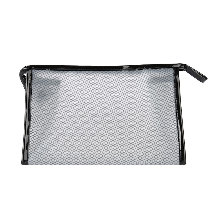 Преносим козметичен несесер, уникален дизайн, голям капацитет, черен, малък размер