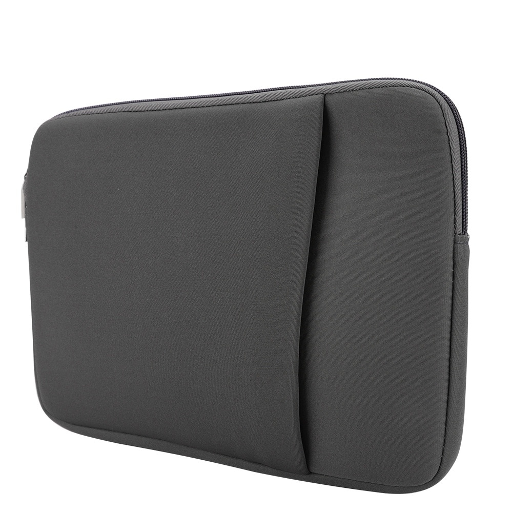 Geanta laptop slim Peysaitr 11 inch, neagra, cu buzunar, material T cloth + spuma de memorie