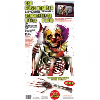 Decor geam masina clown schelet halloween Decor geam masina clown schelet halloween