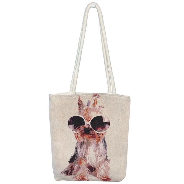 Aranyos Kutyamintás Elegáns Gombos Gobelin Válltáska