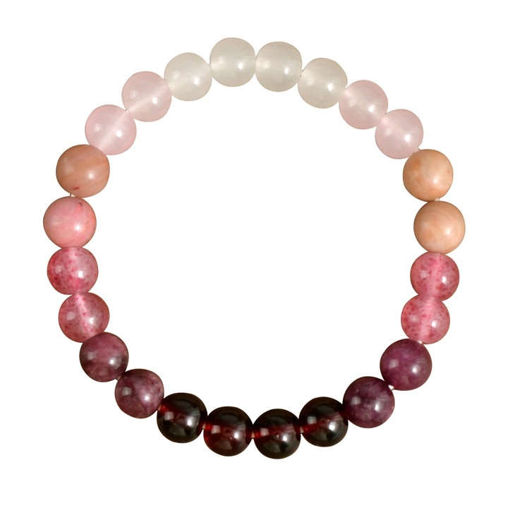 Bratara din piatra chalcedonie rosie, dimensiune 8mm, lungime 15-17cm, culoare neutra