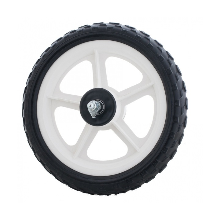 Roata pentru biciclete copii RoFinds, din plastic cu spuma EVA, rulment si ax de 8 mm, fara camera, 12 inch, alba