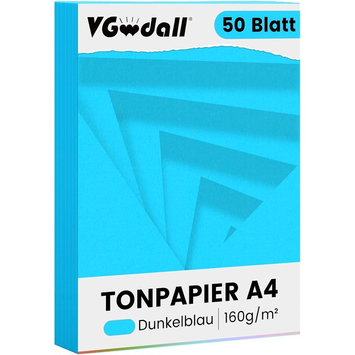 Hartie A4 copiator, desen, artizanat, bricolaj 160gr/m2 albastru deschis 50coli/top