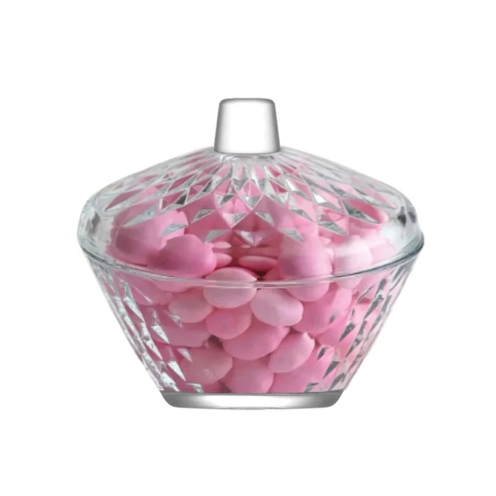 Üveg cukorkadoboz, elegáns, ideális édességeknek, cukorkáknak vagy dekorációnak, Artemis