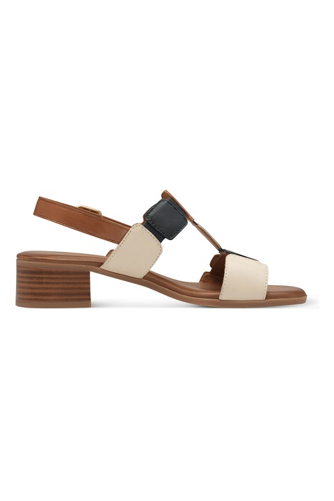 Tamaris Comfort, Кожени сандали с контраст, Черен/Кафяв, 37