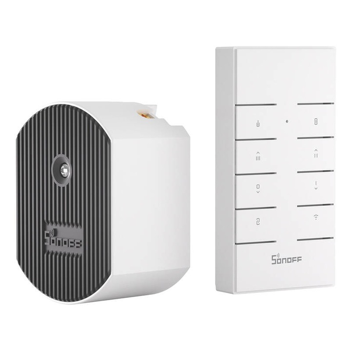 Intensificator smart Sonoff D1 Dimmer Switch, Control vocal, RF 433MHz, WiFi, Telecomanda RM433R2 inclusa, Alb
