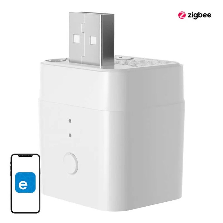 Adaptor smart Sonoff ZBMicro, USB, Control vocal si prin aplicatie, ZigBee, 36W, Alb