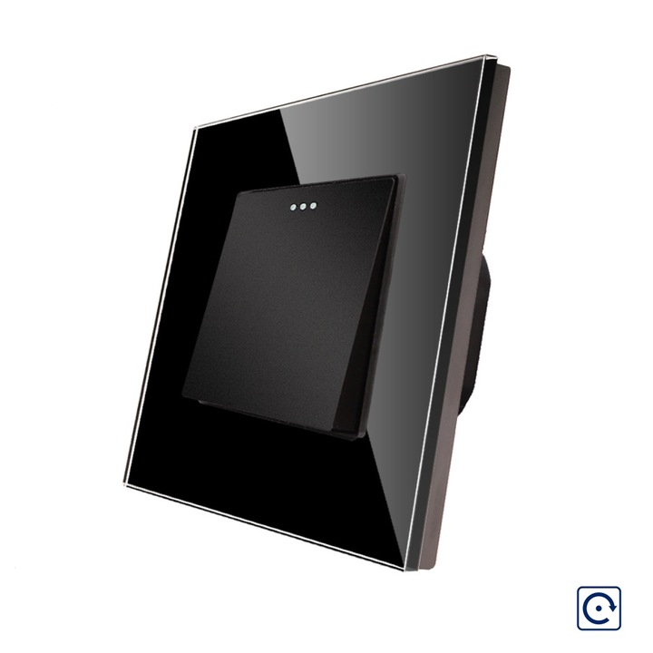 Luxion egyszerű mechanikus nyomógomb impulzus kapcsoló, reset / visszatérő funkcióval, fekete