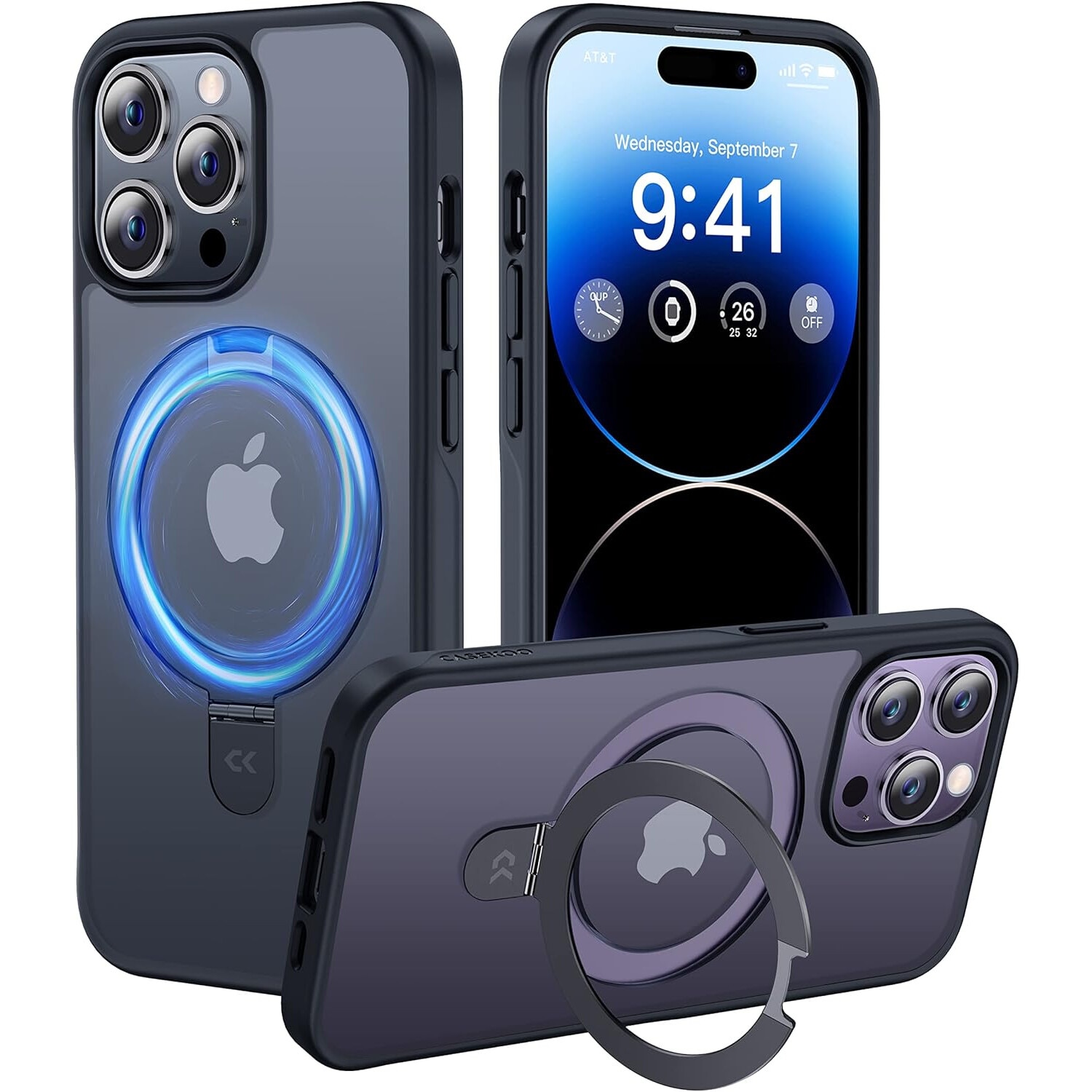 Husa pentru Iphone 15 Pro Max, MingZhi®, Case cu suport magnetic invizibil, Protectie militara impotriva caderii, Compatibil cu MagSafe, Ultra-subtire translucid mat rezistent la socuri pentru iPhone 15 Pro Max de 6, 7 inchi 2023, negru