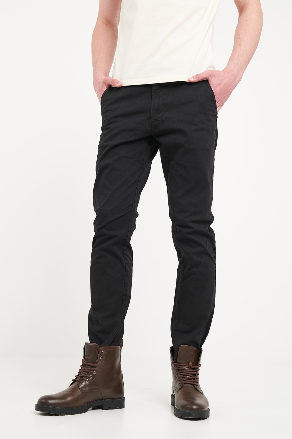Lee Cooper, Pantaloni conici cu talie medie, Negru, 38