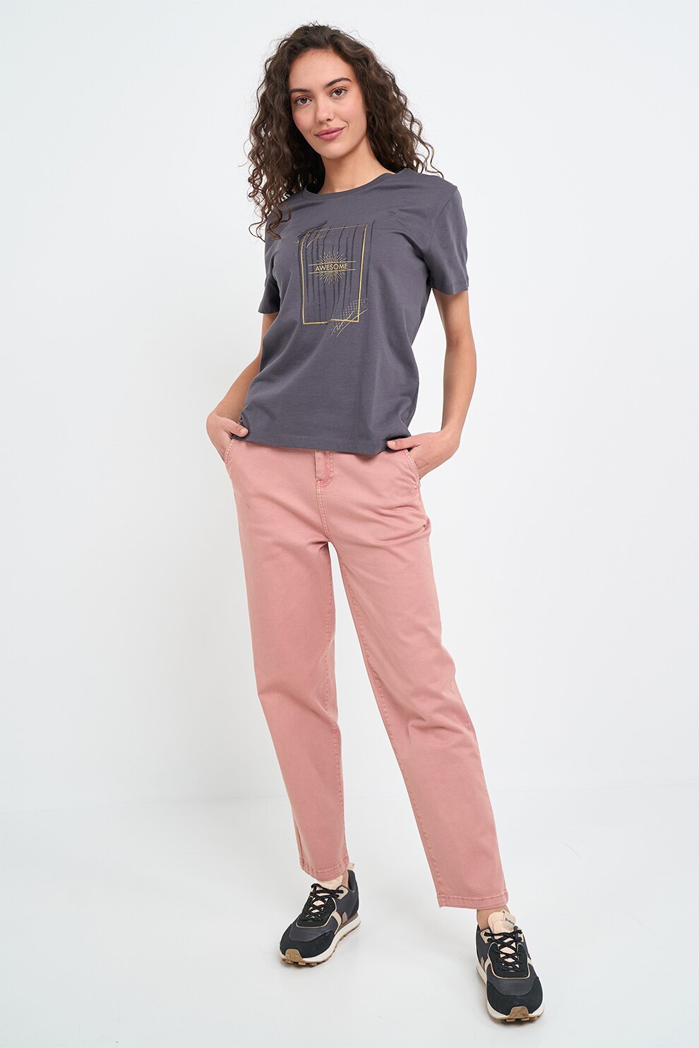 KVL by KENVELO, Pantaloni crop, Roz pal, 29