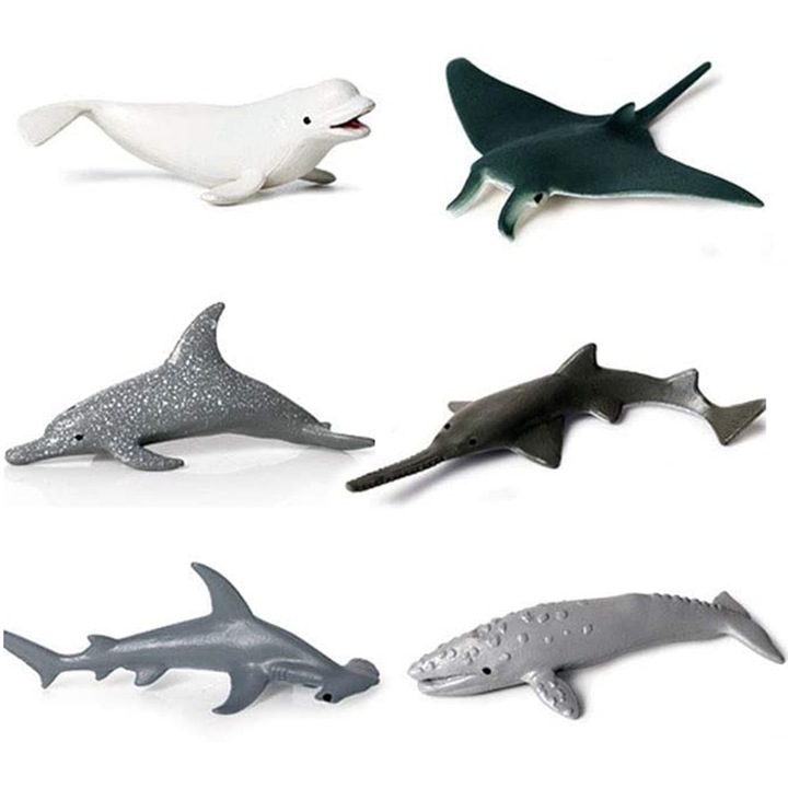 Bizaical 6 db-os fürdőjáték készlet, tengeri állatfigurák, műanyag, többszínű, 5-7 cm