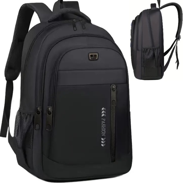 Ghiozdan Scoala Spatios cu 5 Compartimente, 45x32x18, Impermeabil de Capacitate Mare, Confortabil, Ergonomic, Solid, Practic Pentru Elevi de Liceu sau Adulti, Negru