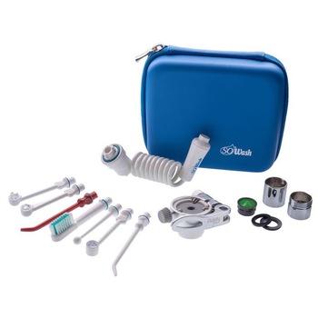 Irigator oral So Wash Deluxe, 7 capete, adaptor travel, travel bag albastru, cuplare la robinet, fara baterii sau curent electric Irigator oral So Wash Deluxe, 7 capete, adaptor travel, travel bag albastru, cuplare la robinet, fara baterii sau curent electric