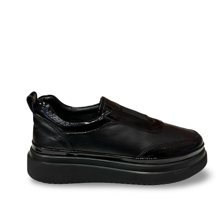 BIO FLEX Pantofi dama, piele naturala, rosu inchis, Negru, 40