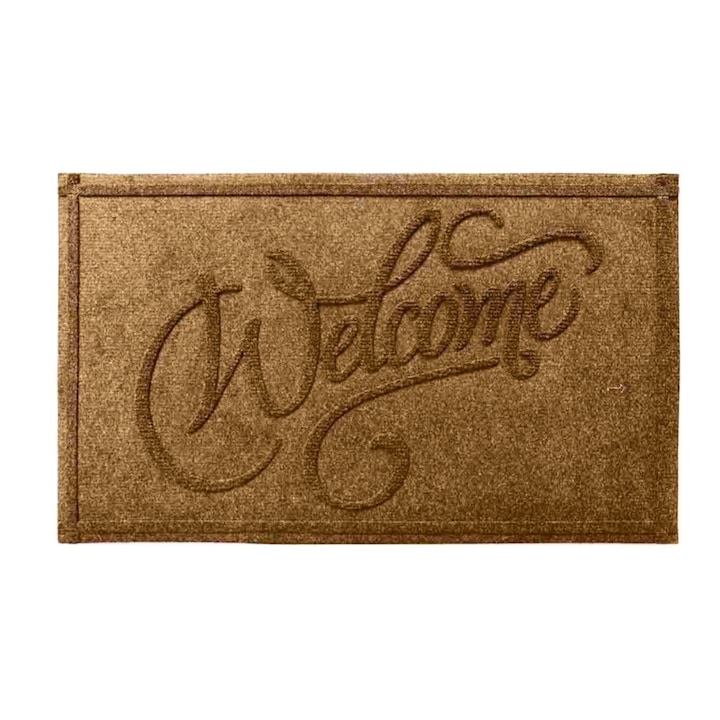 Covoras intrare, cauciuc si polipropilena, WELCOME, Maro, 60x40cm