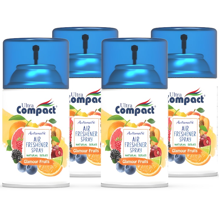 Резервна опаковка за автоматичен и съвместим освежител за стая, Glamour Fruits, ултракомпактен, 4 x 250 ml