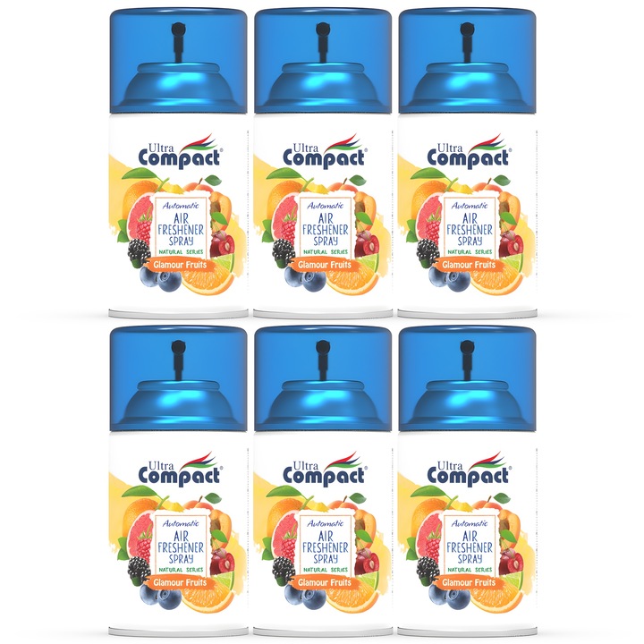 Резервна опаковка за автоматичен и съвместим освежител за стая, Glamour Fruits, ултракомпактен, 6 x 250 ml