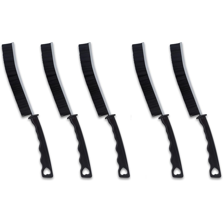 Perie de curatare pentru spatii inguste, QHYKKYJ, set de 5 bucati, design curbat, culoare neagra