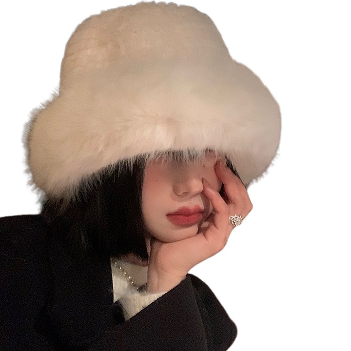 Рибарска шапка, бяла, един размер, с широка периферия, за студения сезон