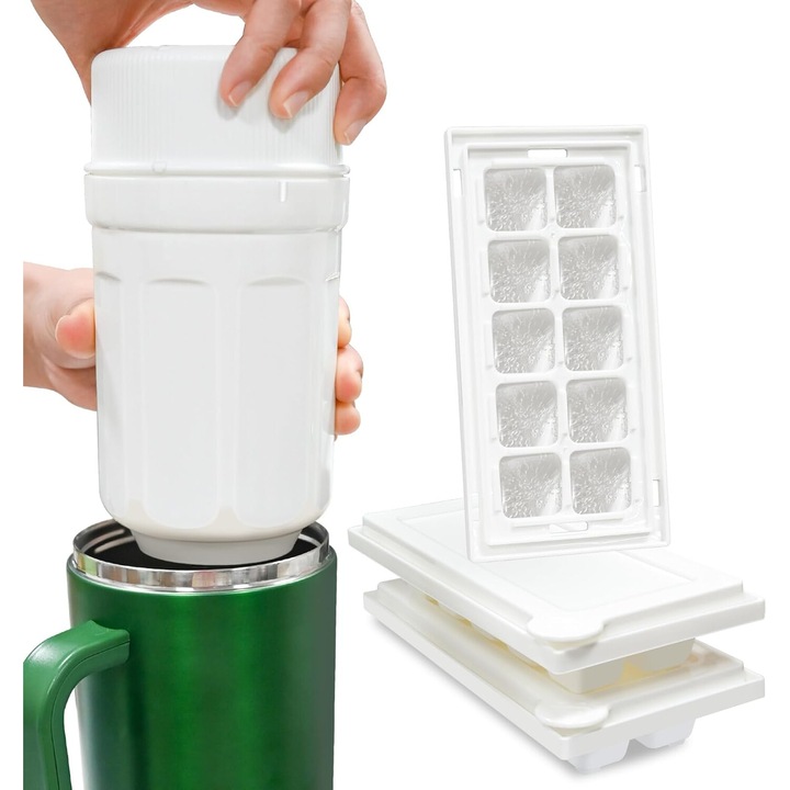 Set forme cuburi de gheata, 3 bucati, alb, 18x10cm