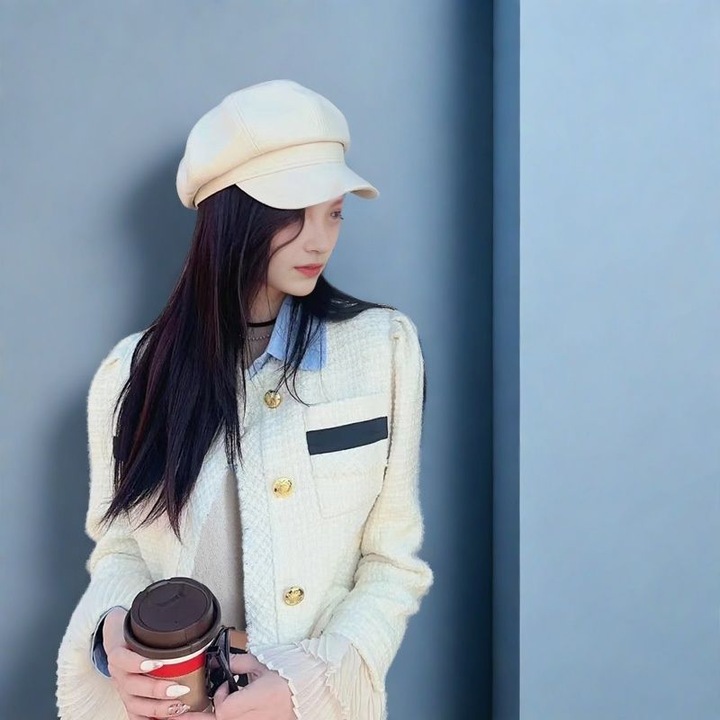 Caciula octogonala din piele, alba, dimensiune ajustabila, set multicolor