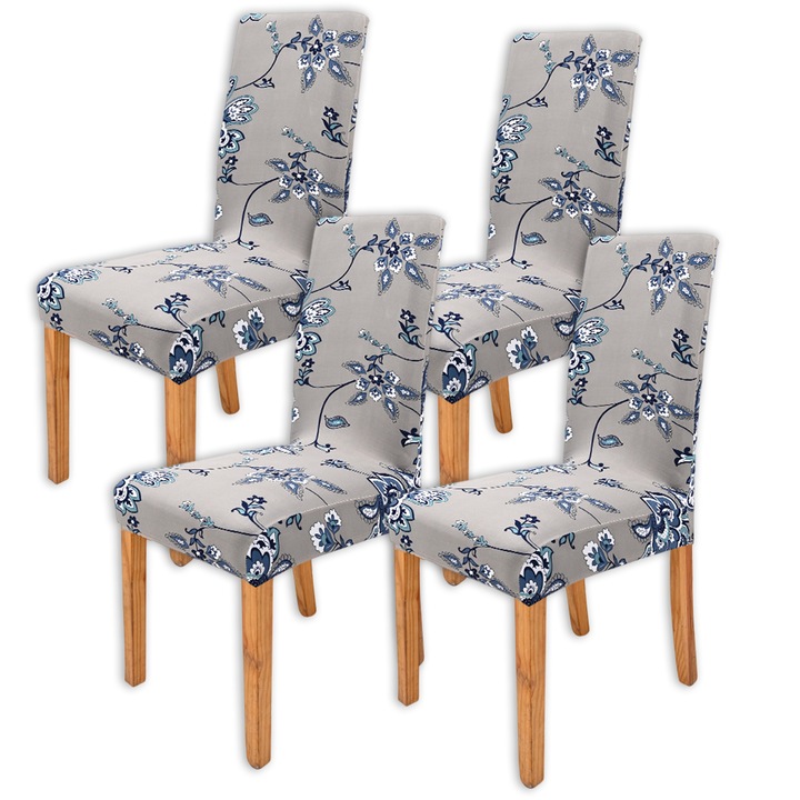 Калъфи за трапезни столове, Enforose, комплект от 4 броя, разтегливи, устойчиви на петна, многоцветни