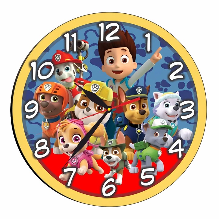 Ceas Disney, Patrula Catelusilor Lemn, 30 cm, CSDUV112