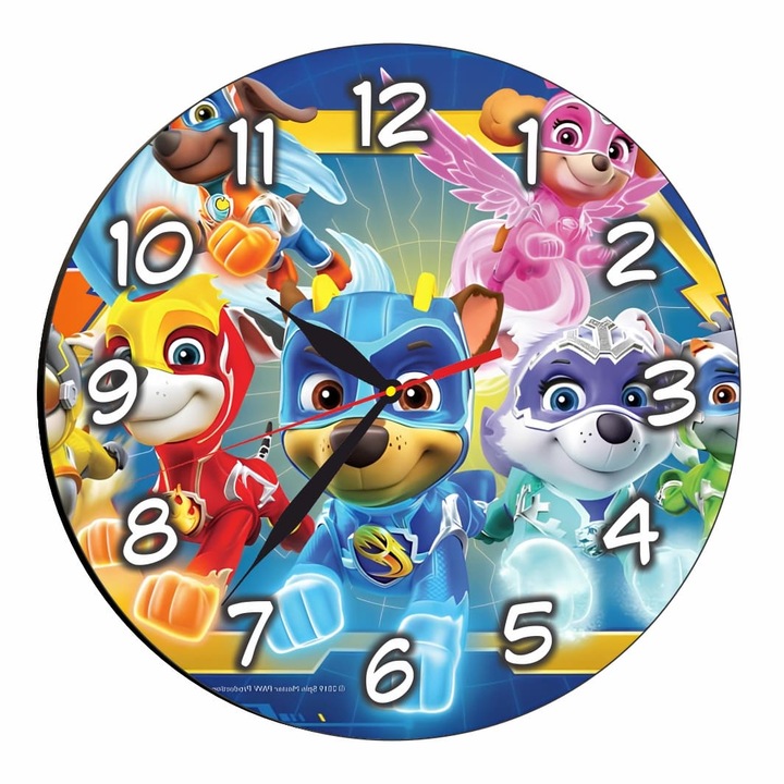 Ceas Disney, Patrula Catelusilor Lemn, 40 cm, CSDUV107