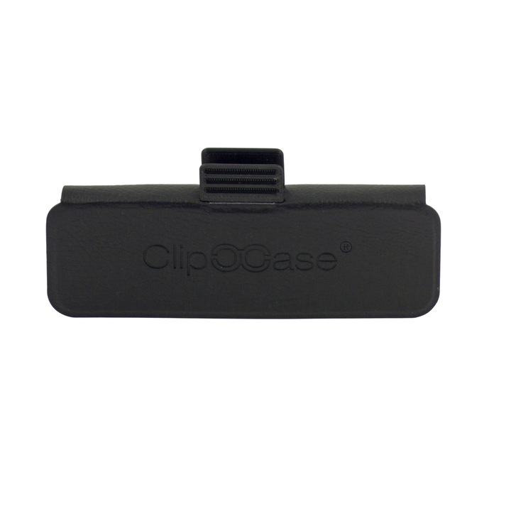 Toc pentru ochelari cu clips, super slim, Clipcase, 132 x 43 mm, marime S, pentru rame de ochelari mici, metalice, Negru