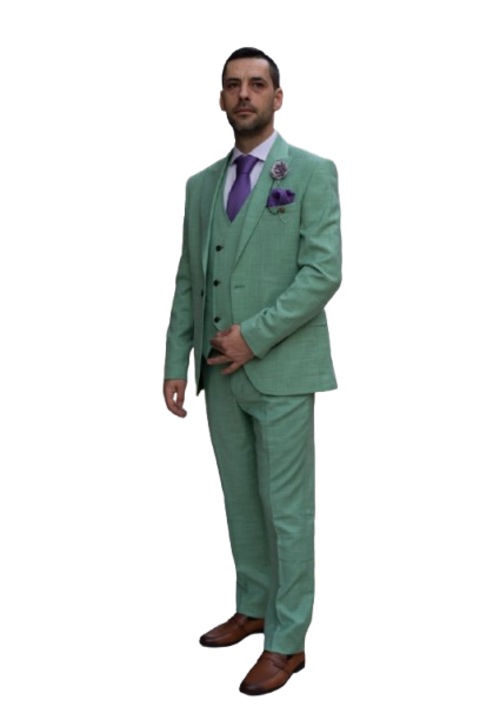 Мъжки костюм Pablo, Slim fit, Mint green, 46 EU