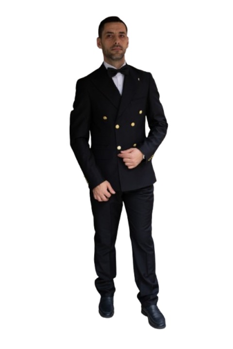 Costum barbat Alejandro, Slim fit, Negru, 46 EU