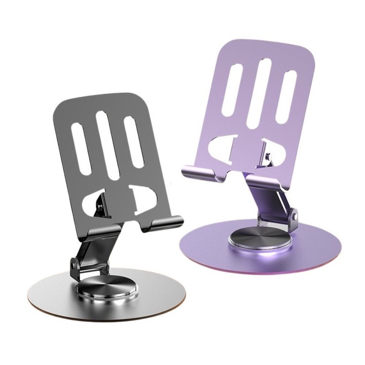 Fém telefontartó készlet, 360°-ban állítható, fekete és lila