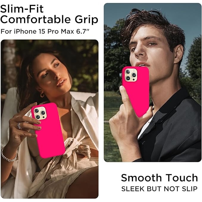 Husa pentru iphone 16 Pro, MingZhi®, husa pentru telefon din silicon lichid, husa pentru intregul corp, rezistenta la socuri, husa pentru telefon ultra subtire, captuseala din microfibra moale rezistenta la zgarieturi, roz