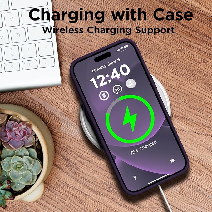 Husa pentru iphone 16 Pro Max, MingZhi®, husa pentru telefon din silicon lichid, husa pentru intregul corp, rezistenta la socuri, husa pentru telefon ultra subtire, captuseala din microfibra moale rezistenta la zgarieturi, Violet