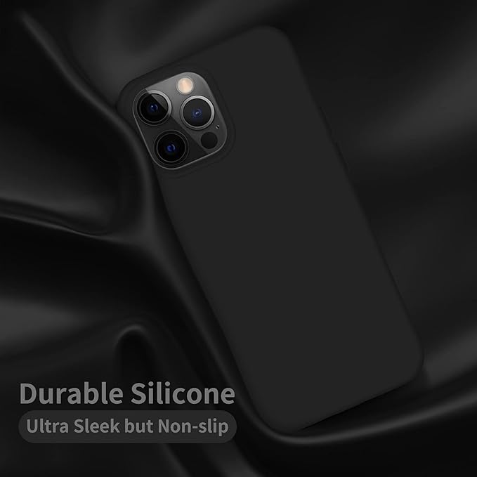 Husa pentru Iphone 15 Pro Max, MingZhi®, husa pentru telefon din silicon lichid, husa pentru intregul corp, rezistenta la socuri, husa pentru telefon ultra subtire, captuseala din microfibra moale rezistenta la zgarieturi, 6.7 inchi negru