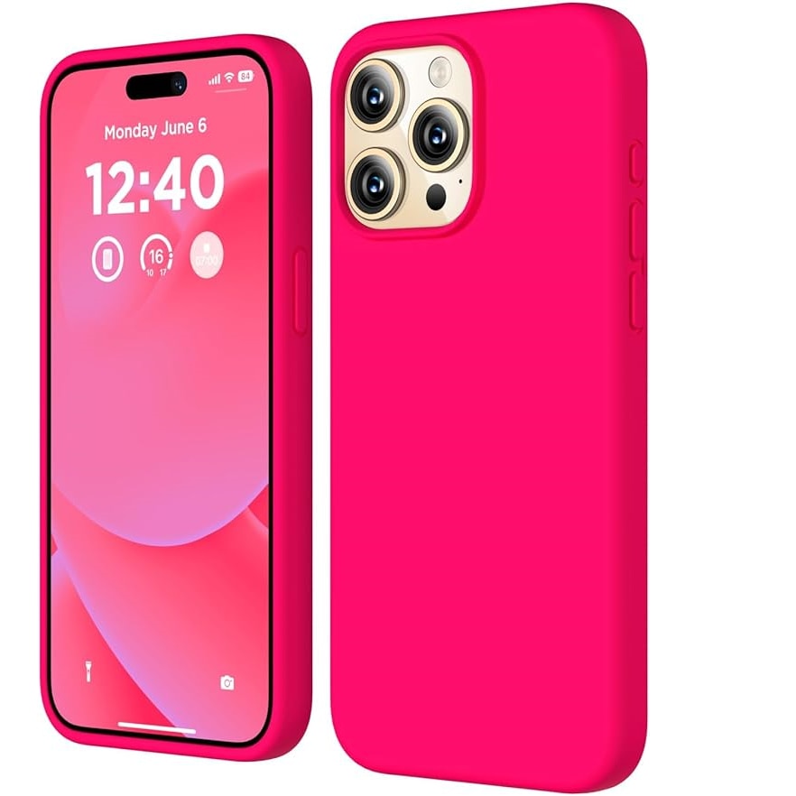Husa pentru iphone 16 Pro, MingZhi®, husa pentru telefon din silicon lichid, husa pentru intregul corp, rezistenta la socuri, husa pentru telefon ultra subtire, captuseala din microfibra moale rezistenta la zgarieturi, roz