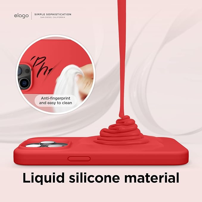 Husa pentru iphone 16 Pro, MingZhi®, husa pentru telefon din silicon lichid, husa pentru intregul corp, rezistenta la socuri, husa pentru telefon ultra subtire, captuseala din microfibra moale rezistenta la zgarieturi, rosu