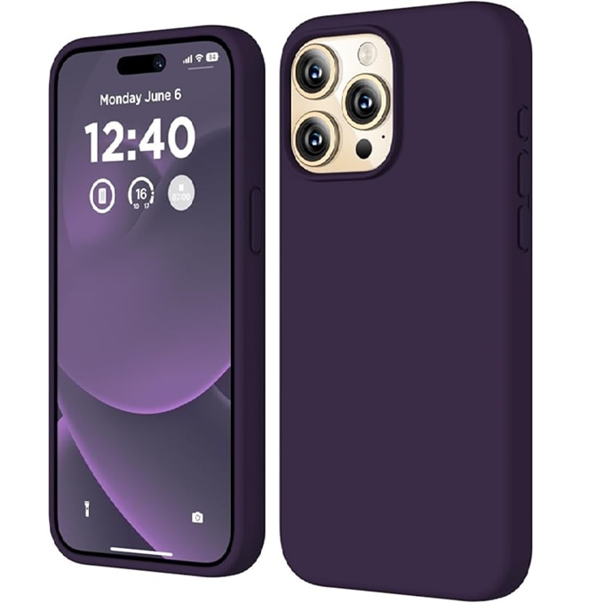 Husa pentru iphone 16 Pro Max, MingZhi®, husa pentru telefon din silicon lichid, husa pentru intregul corp, rezistenta la socuri, husa pentru telefon ultra subtire, captuseala din microfibra moale rezistenta la zgarieturi, Violet