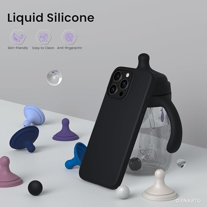 Husa pentru iphone 15 Pro, MingZhi®, husa pentru telefon din silicon lichid, husa pentru intregul corp, rezistenta la socuri, husa pentru telefon ultra subtire, captuseala din microfibra moale rezistenta la zgarieturi, Negru